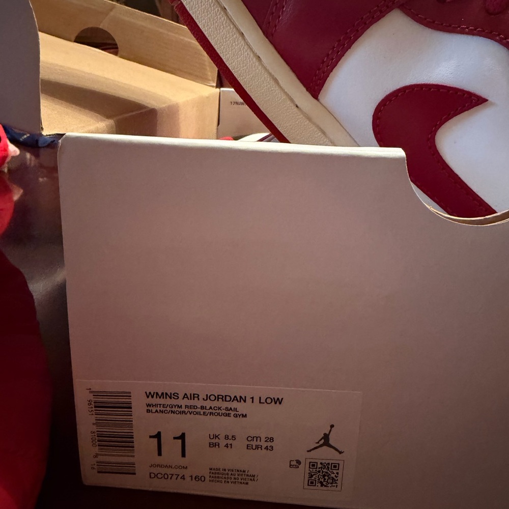 Nike Air Jordan 1 Low Red and White Women's Sneakers